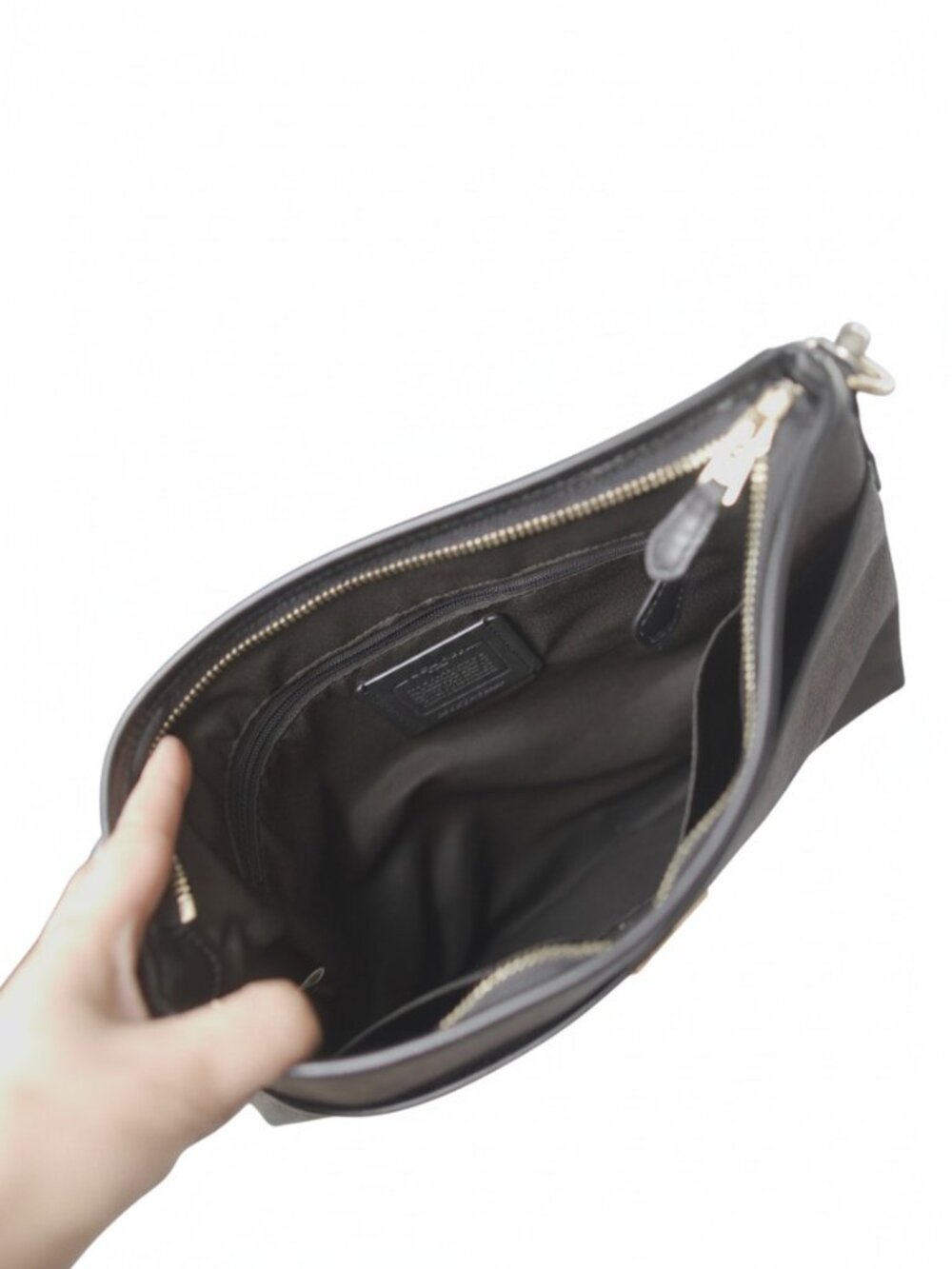 Coach F58297 Signature File Shoulder Bag Messenger Brown Black C Work School EUC - Picture 12 of 15